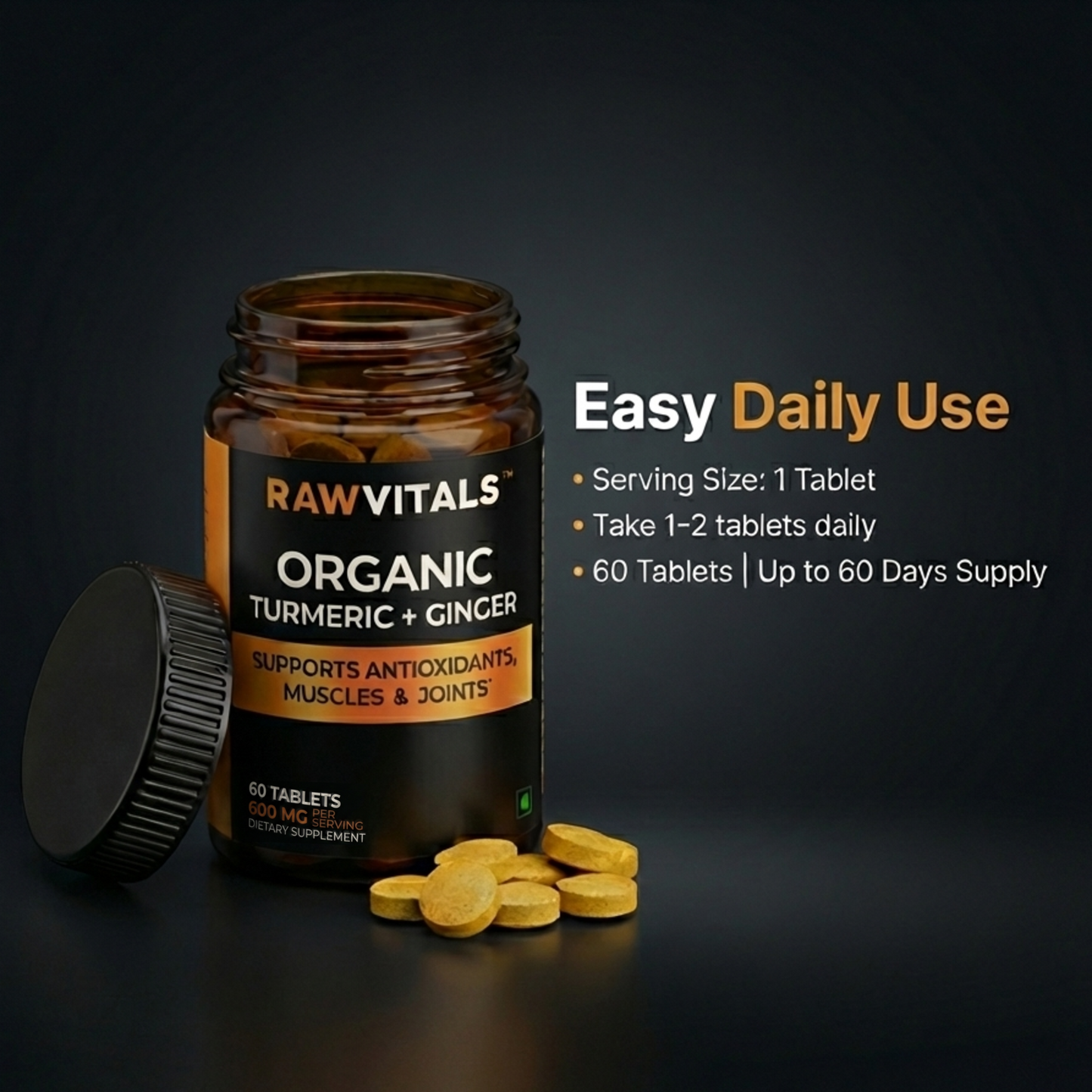 Organic Turmeric + Ginger – 60 Tablets